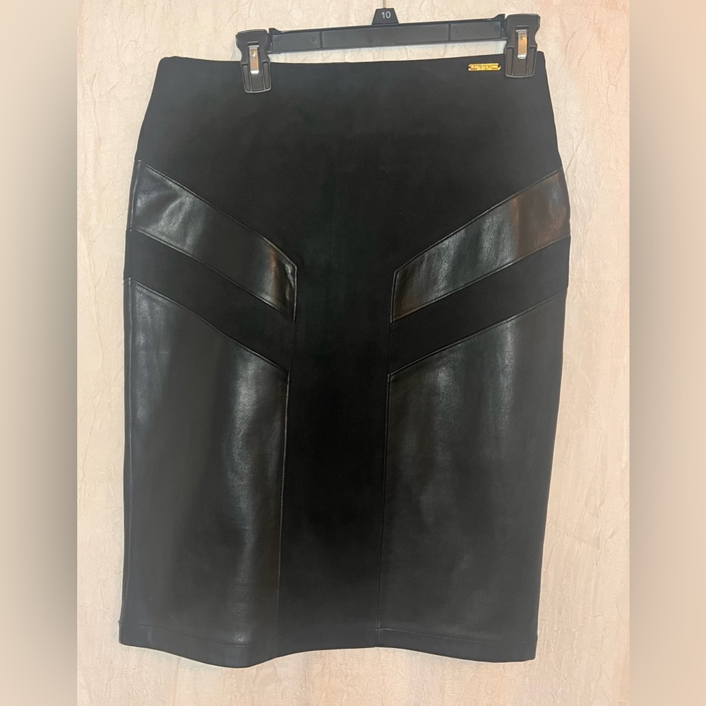 Marc New York velvet Black Leather Pencil Skirt